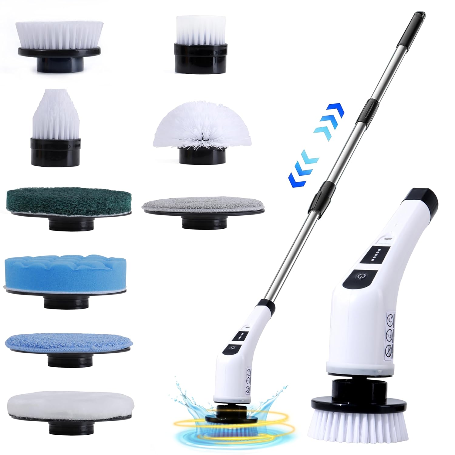 9-in-1 Electric Cleaning Spin Scrubber -  Multi-Surface Power Scrubber with Dual Speeds
