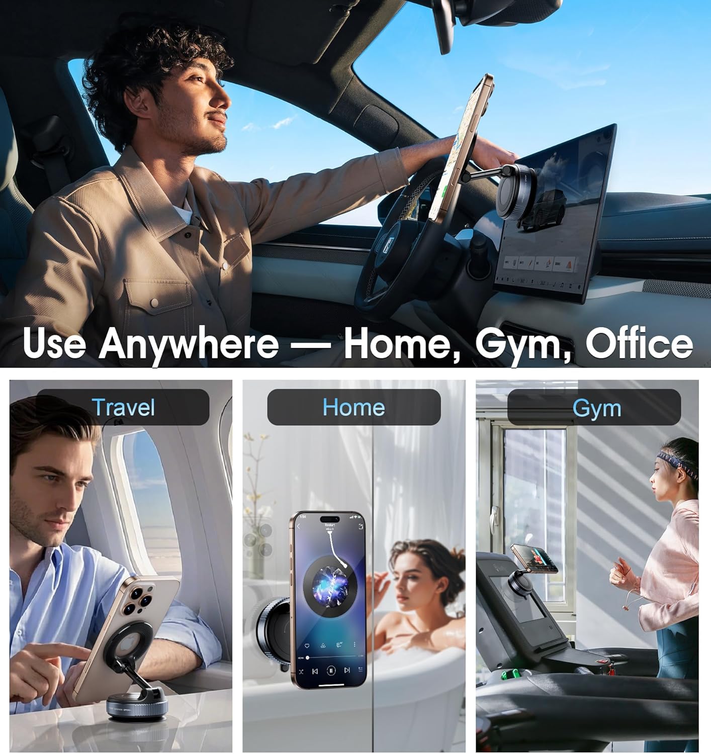 Magnetic Adjustable Car Phone Holder – 360° Rotating, Ultra-Stable Mount