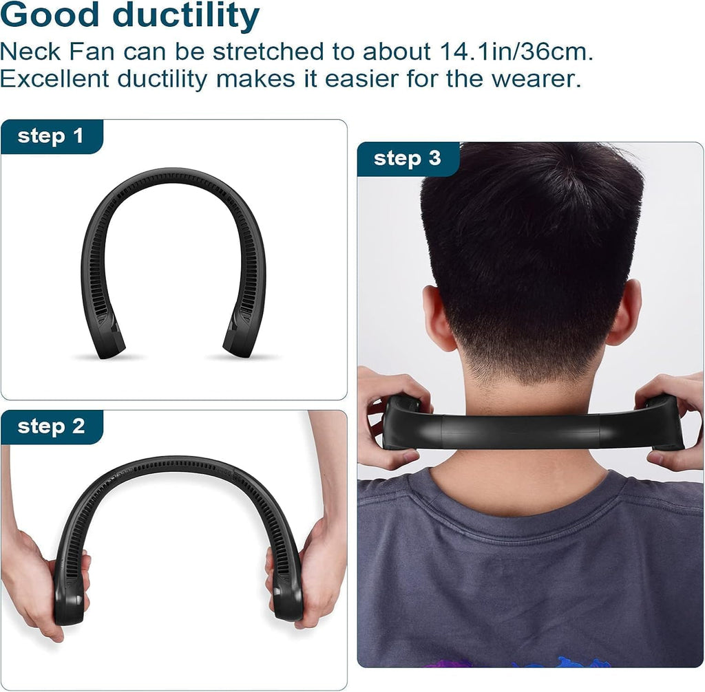 Portable Bladeless Neck Fan – 3 Speed, 4000mAh | Perfect for Kitchen, Travel & Outdoor Cooling