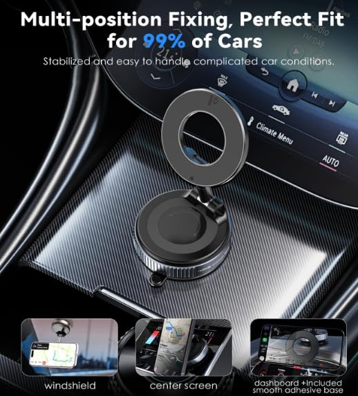 Magnetic Adjustable Car Phone Holder – 360° Rotating, Ultra-Stable Mount