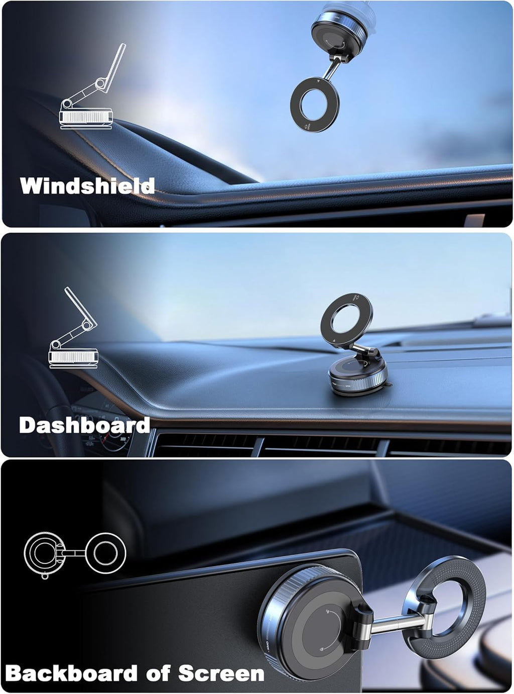 Magnetic Adjustable Car Phone Holder – 360° Rotating, Ultra-Stable Mount