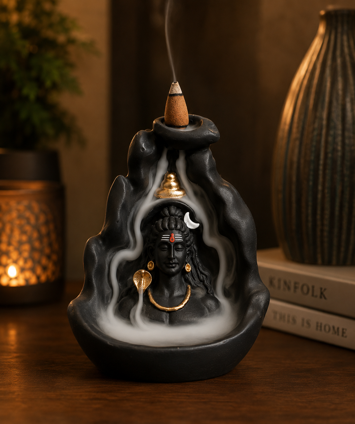 Reverse Smoke Adiyogi Incense Holder (with 10 cones)