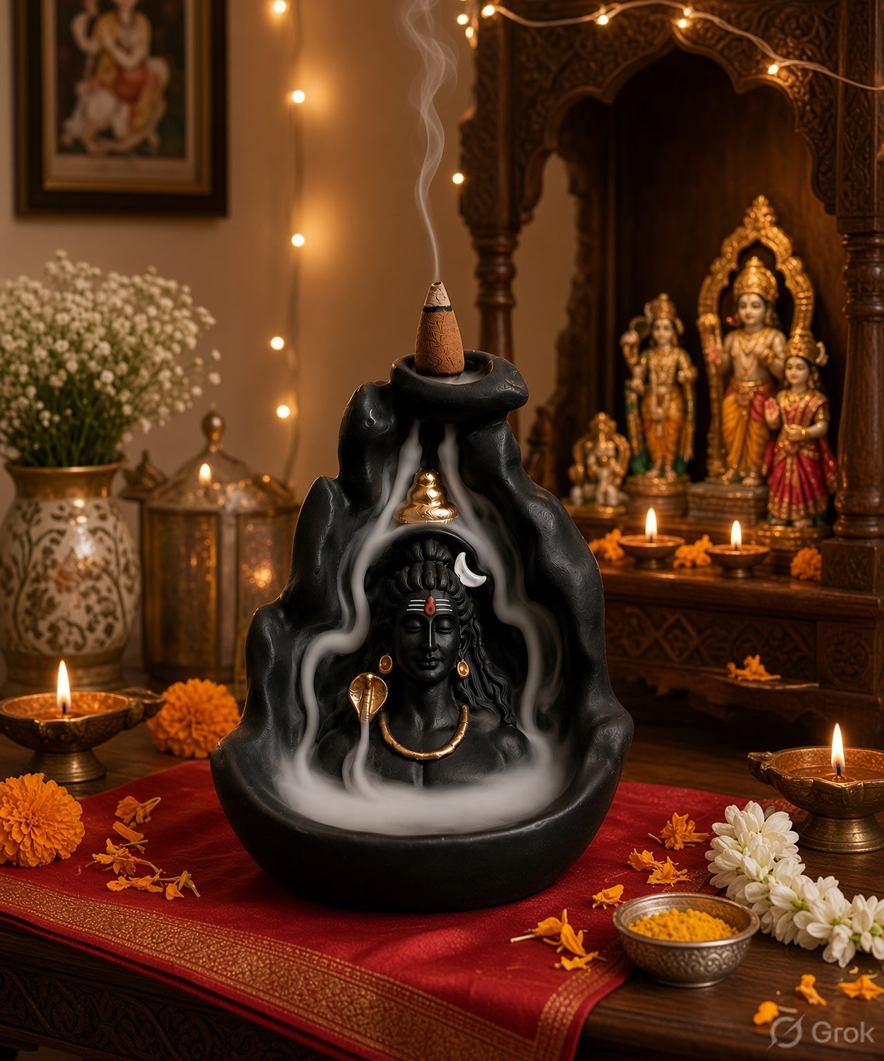 Reverse Smoke Adiyogi Incense Holder (with 10 cones)